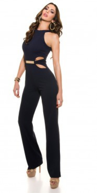 Neck jumpsuit with insight Navy